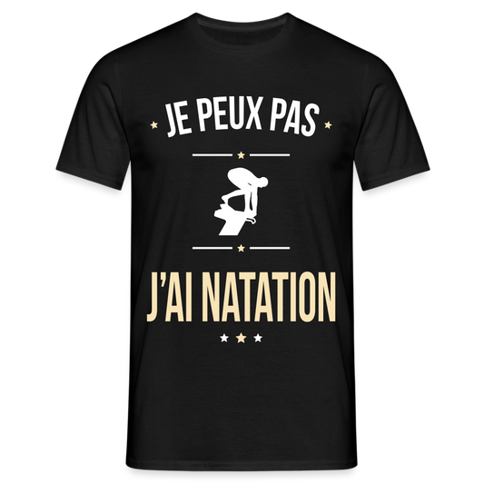 T-shirt Homme - Je peux pas j'ai Natation - noir