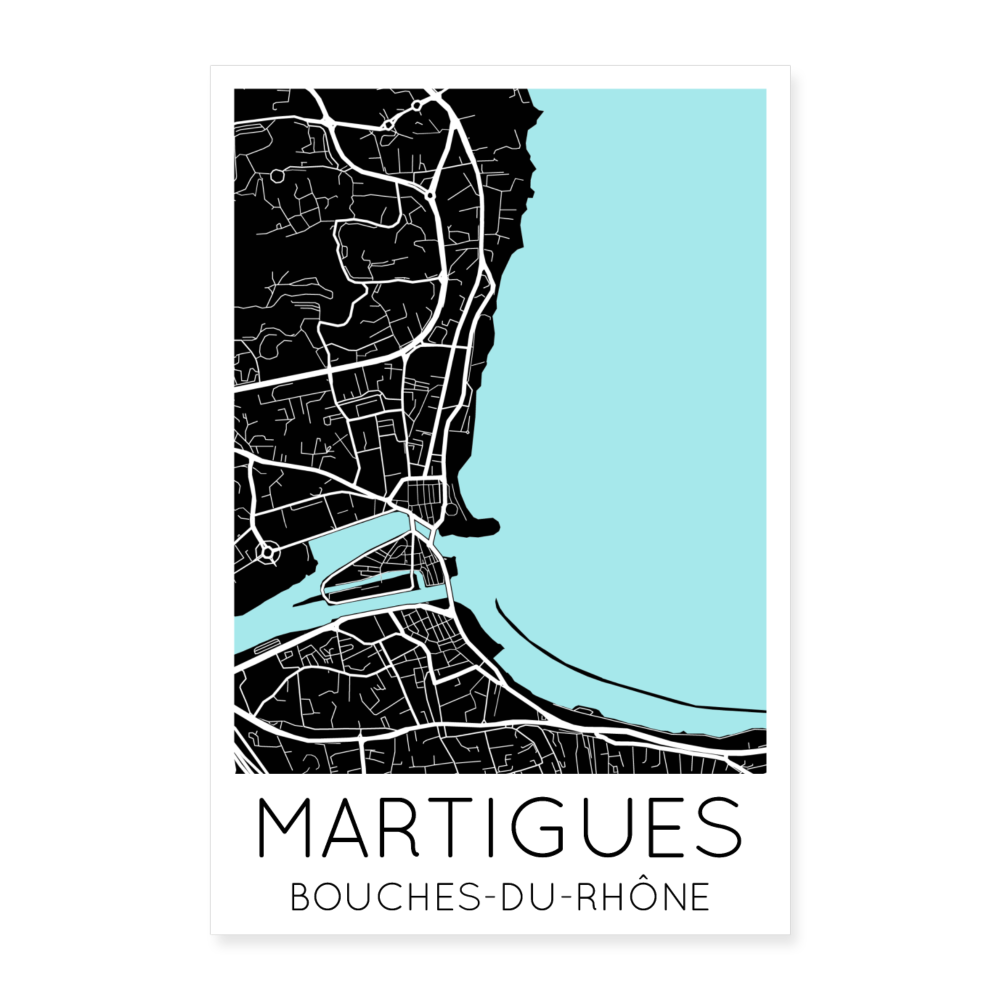 Poster Martigues - Plan Martigues - 40 x 60 cm - blanc