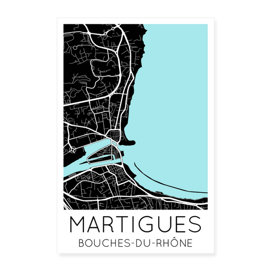 Poster Martigues - Plan Martigues - 40 x 60 cm - blanc