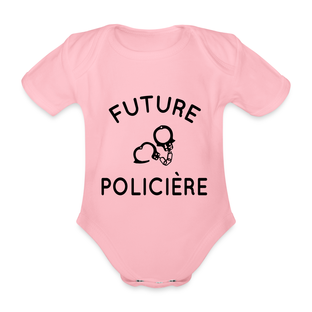 Body Bébé bio manches courtes - Future policière - rose clair