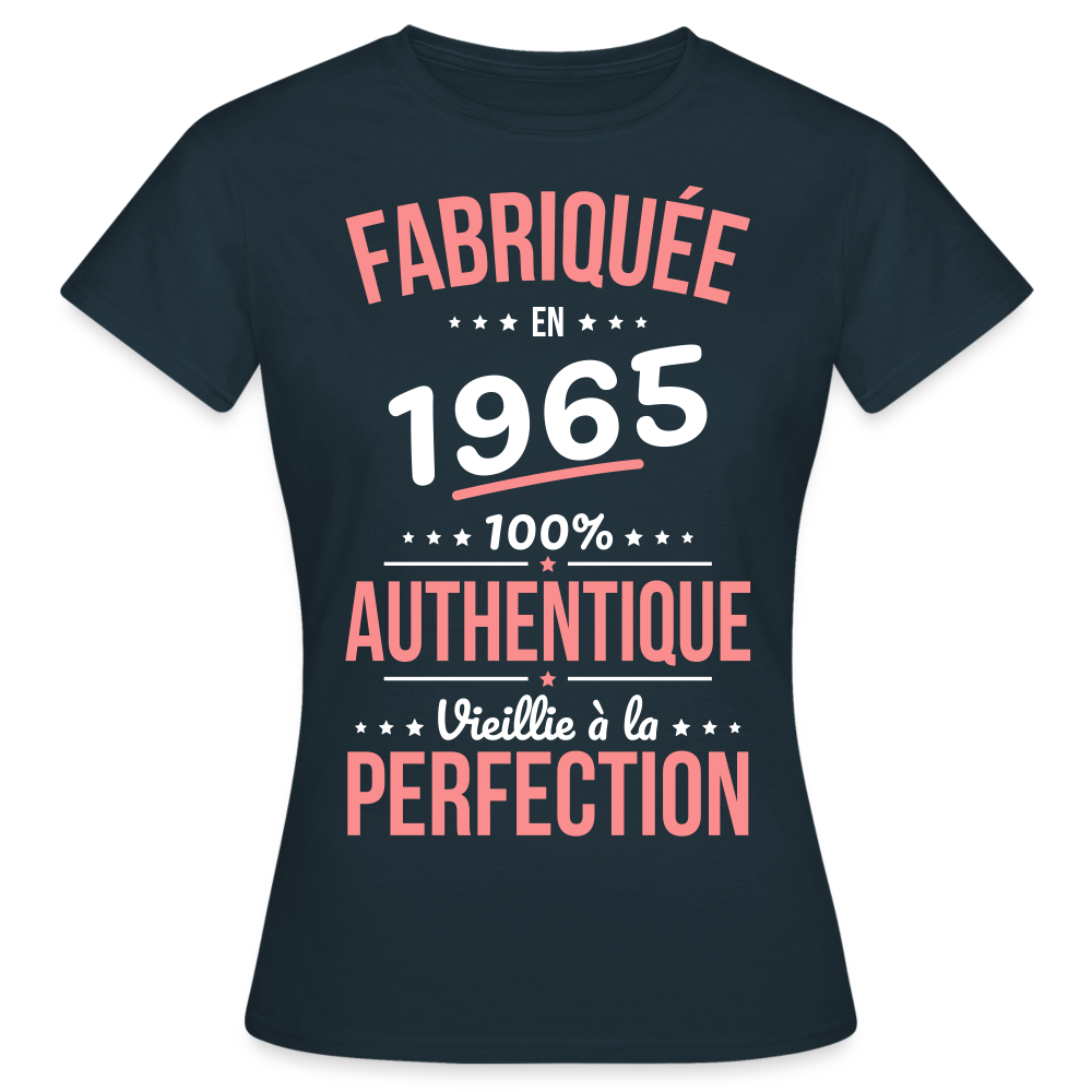 T-shirt Femme - Anniversaire 60 Ans - Fabriquée en 1965 - marine