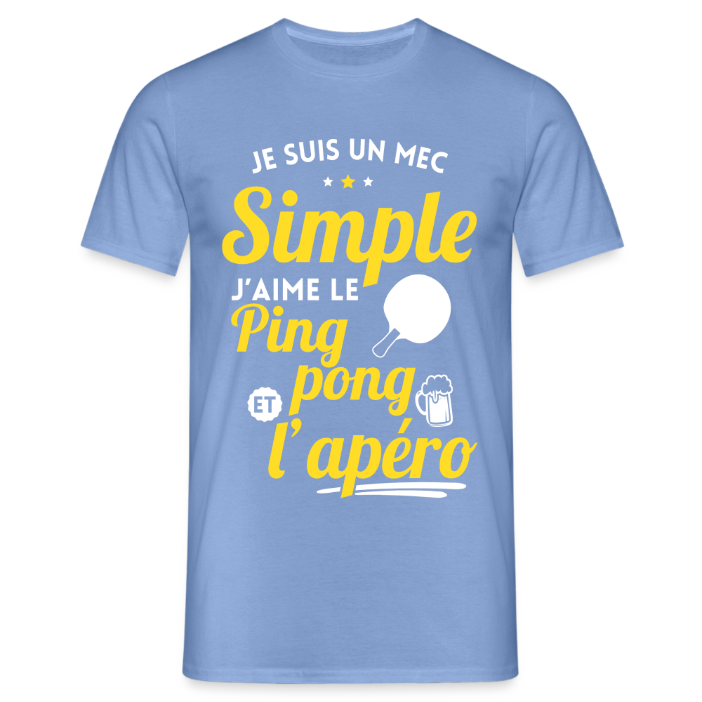 T-shirt Homme - J'aime le ping-pong et l'apéro - carolina blue