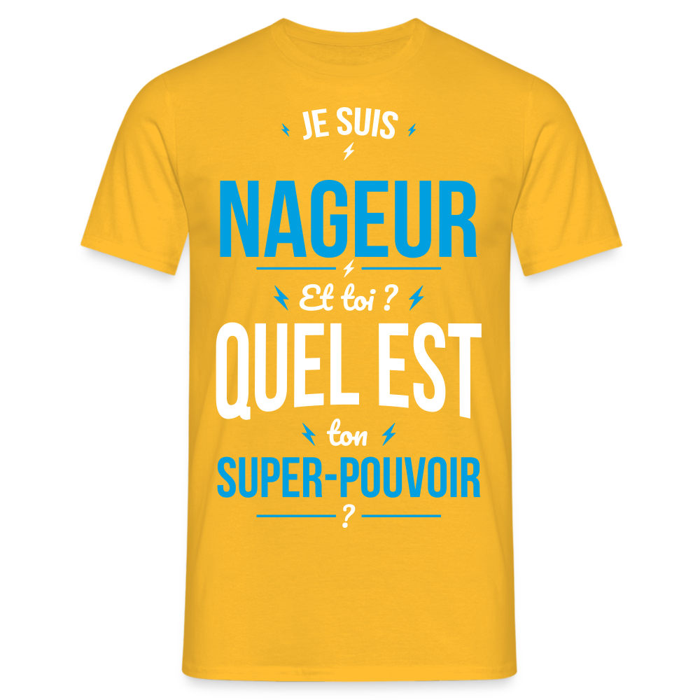 T-shirt Homme - Je suis nageur - Super-pouvoir - jaune