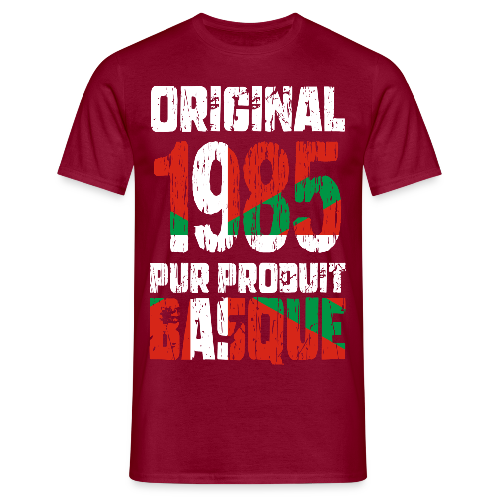 T-shirt Homme - Anniversaire 40 Ans - Original 1985 - Pur produit Basque - rouge brique