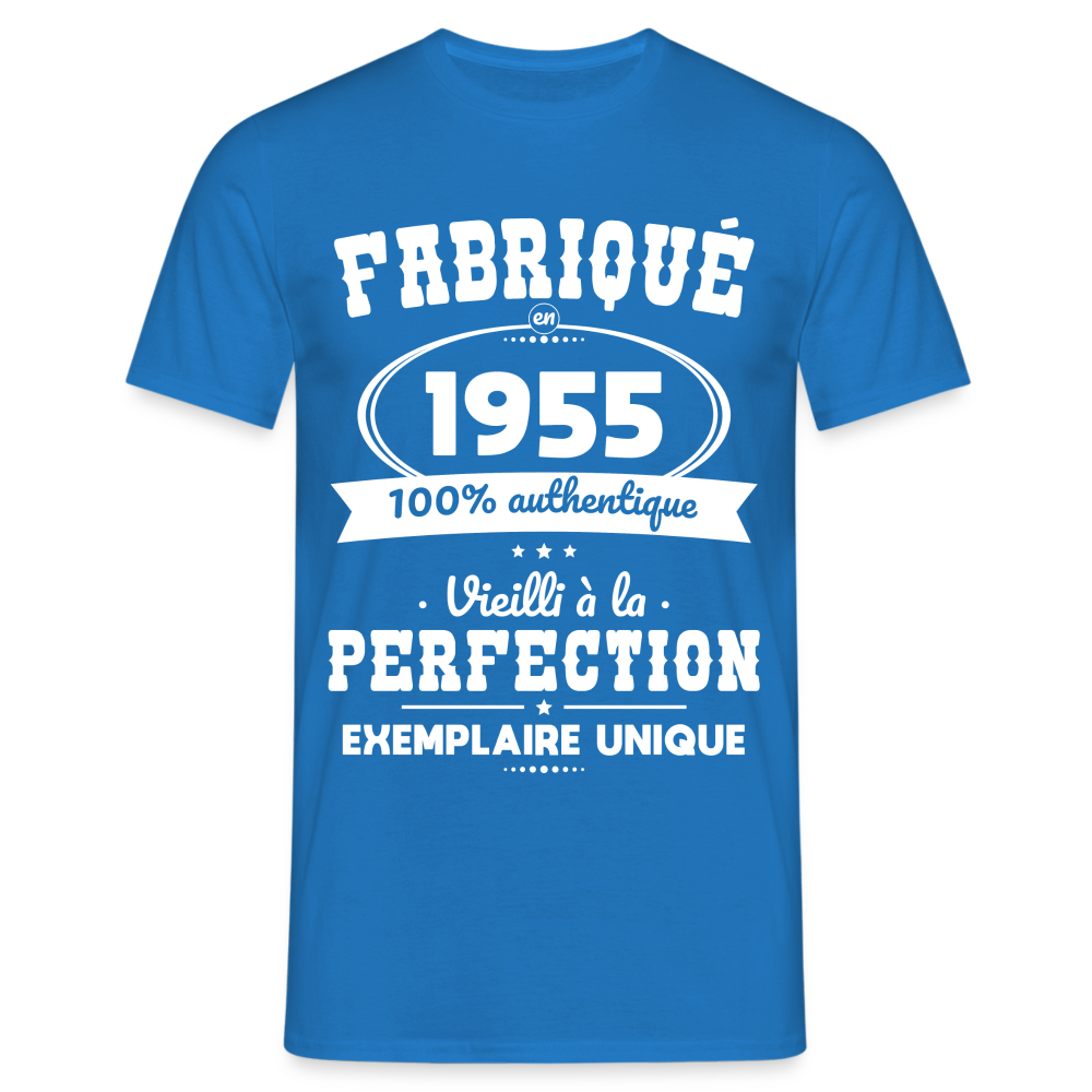 T-shirt Homme - Anniversaire 70 Ans - Fabriqué en 1955 - bleu royal