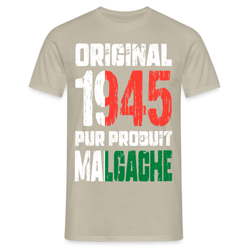 T-shirt Homme - Anniversaire 80 Ans - Original 1945 - Pur produit Malgache - beige sable