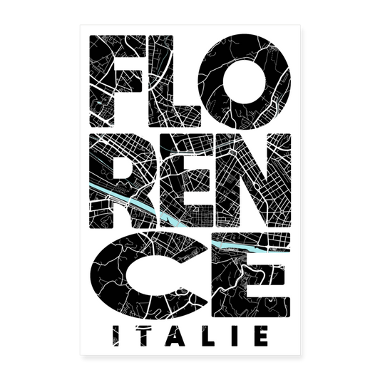 Poster Florence - Plan Florence - 40 x 60 cm - blanc