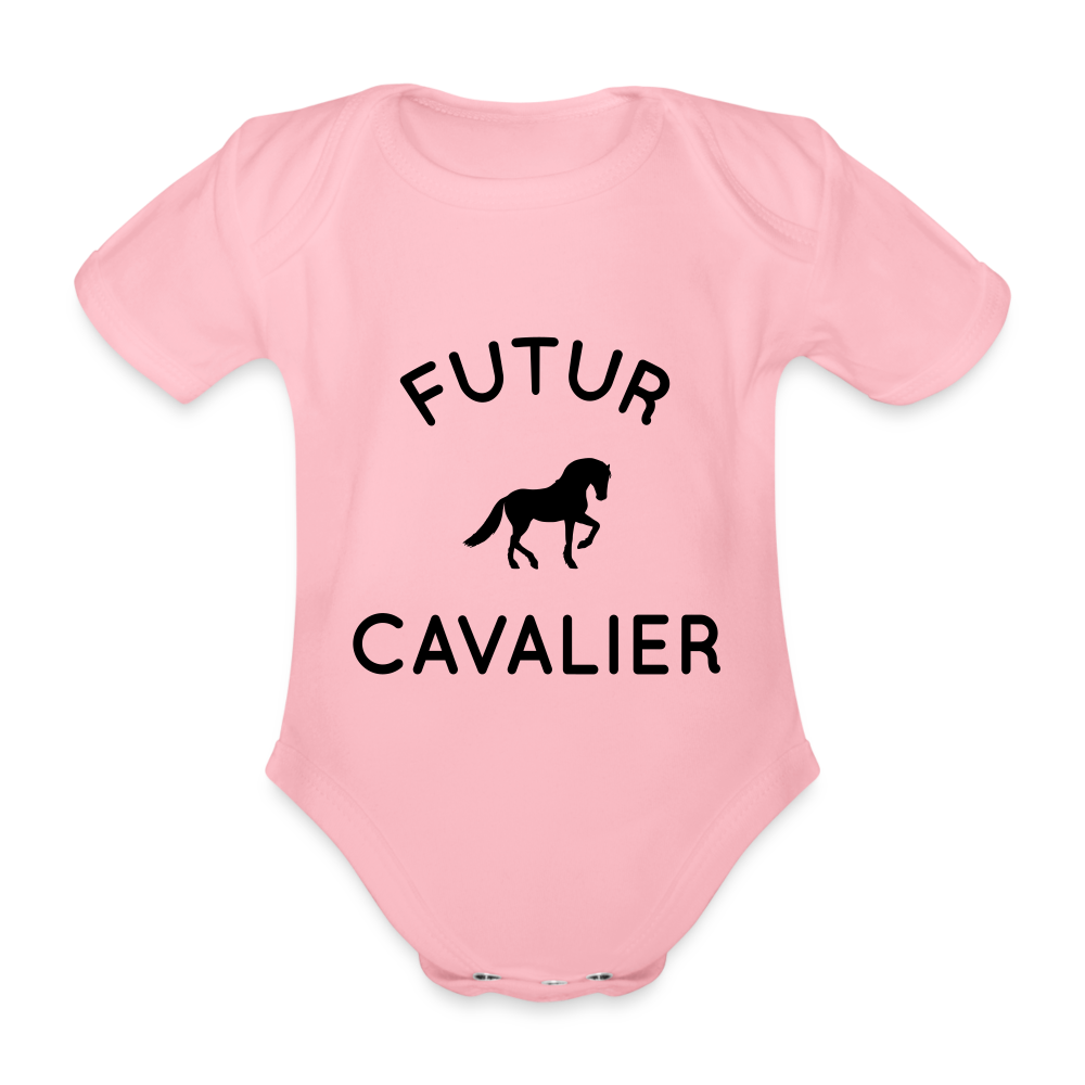 Body Bébé bio manches courtes - Futur cavalier - rose clair