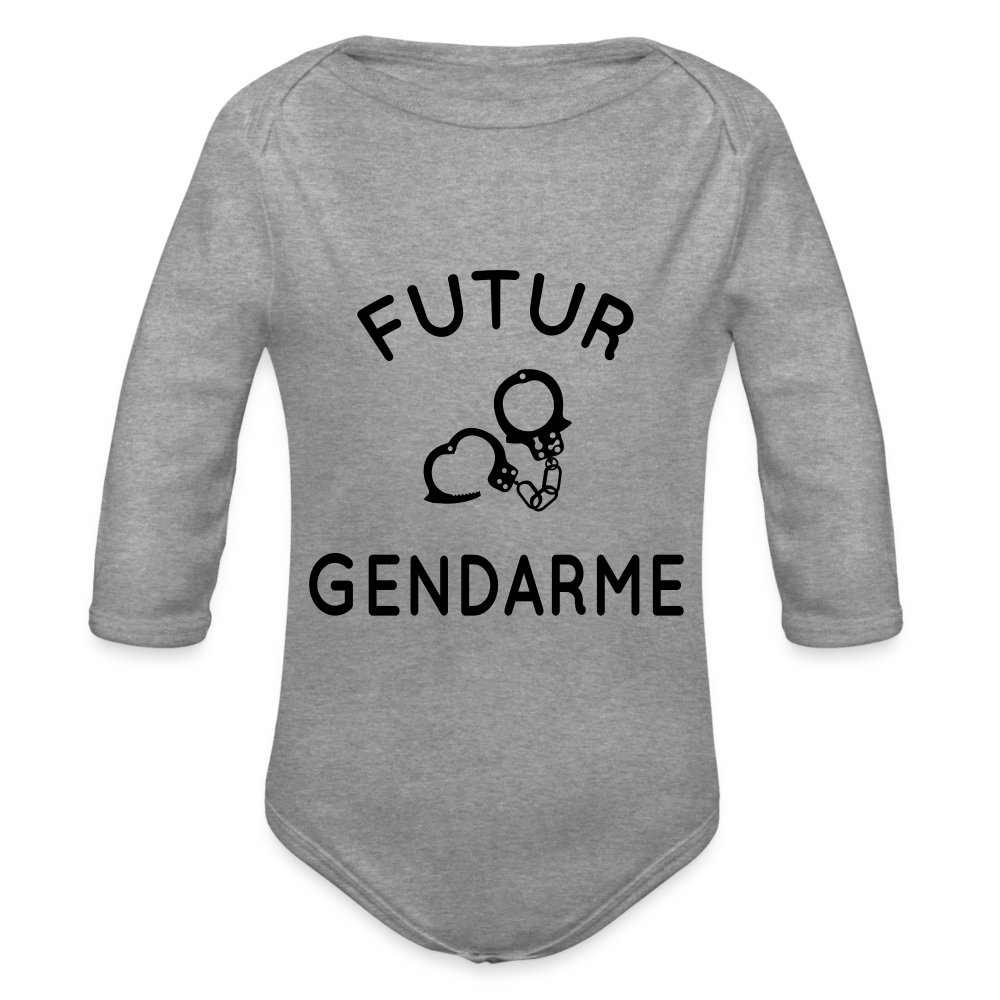 Body Bébé bio manches longues - Futur gendarme - gris chiné