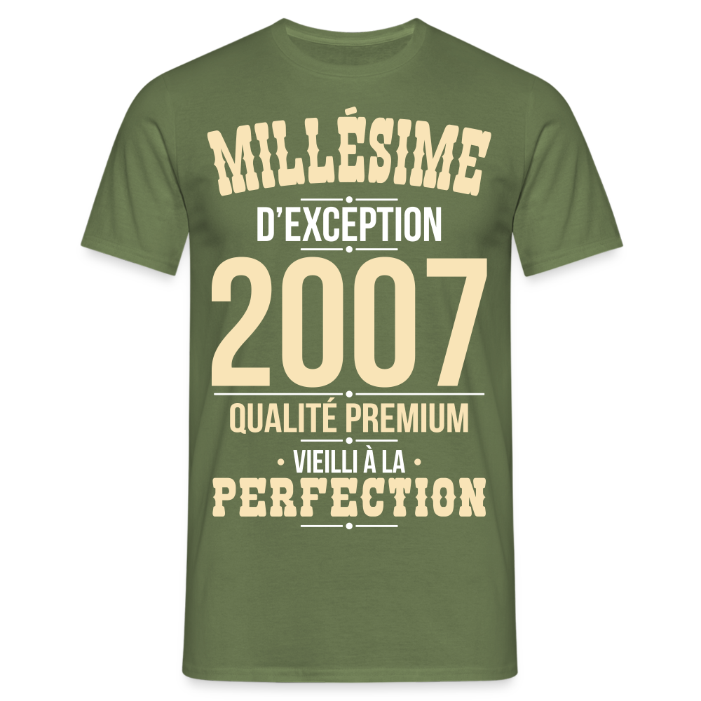 T-shirt Homme - Anniversaire 18 Ans - Millésime 2007 - vert militaire