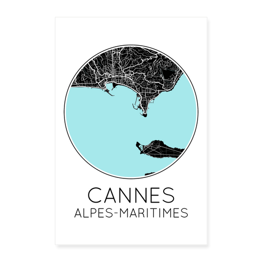 Poster Cannes - Plan Cannes - 60 x 90 cm - blanc