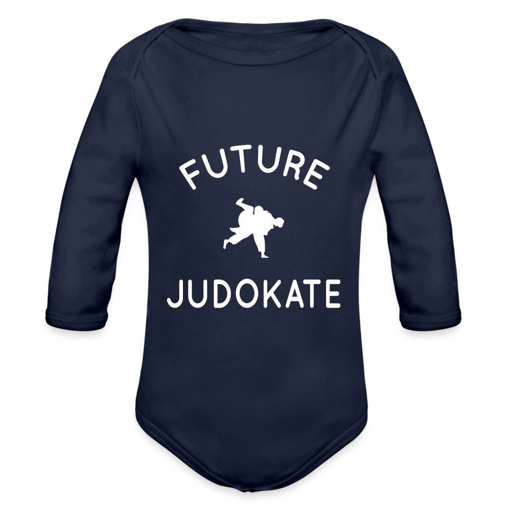 Body Bébé bio manches longues - Future judokate - marine foncé