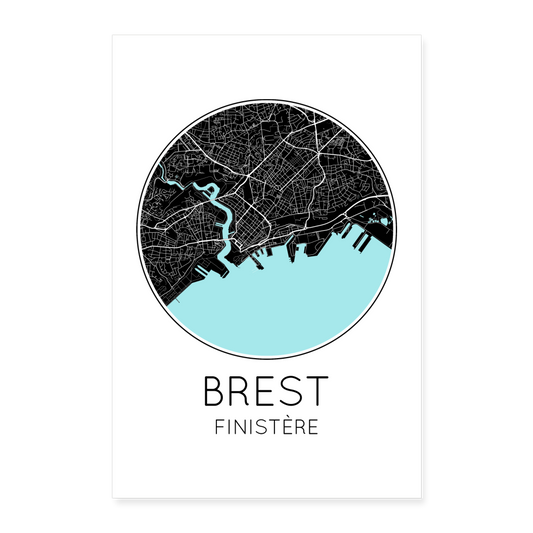 Poster Brest - Plan Brest - 60 x 90 cm - blanc