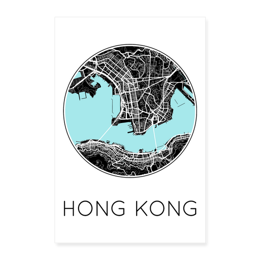 Poster Hong Kong - Plan Hong Kong - 60 x 90 cm - blanc