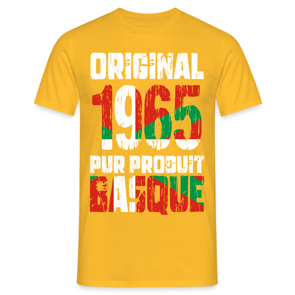 T-shirt Homme - Anniversaire 60 Ans - Original 1965 - Pur produit Basque - jaune