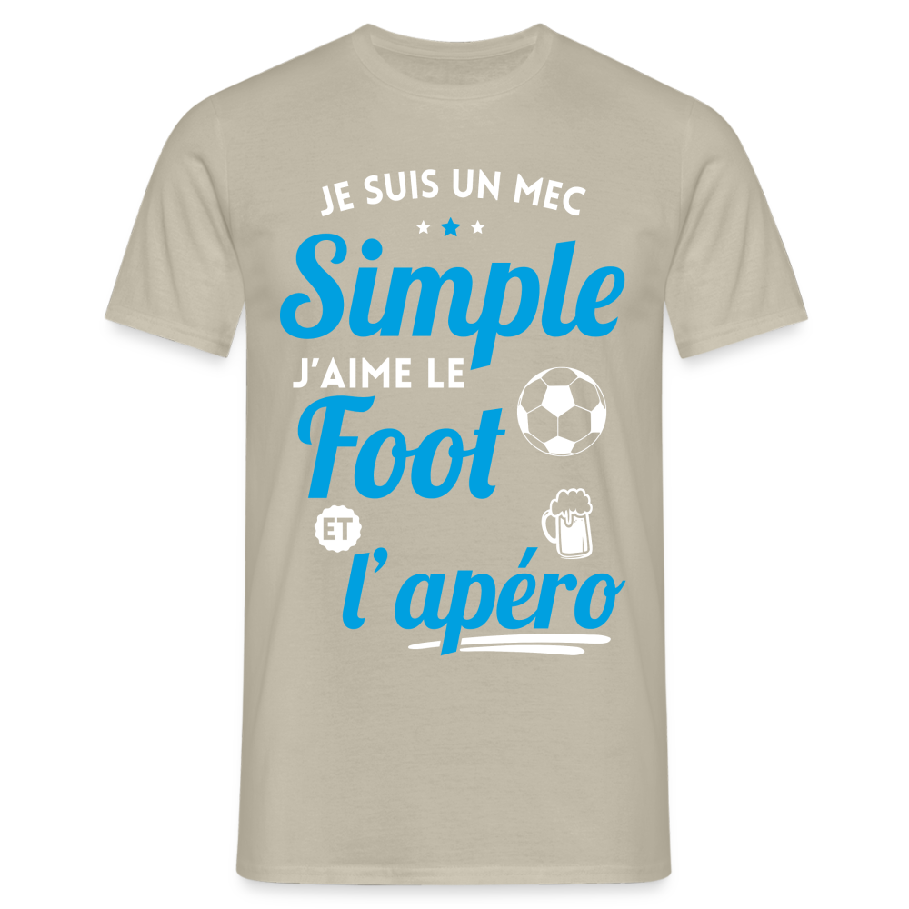 T-shirt Homme -  J'aime le foot et l'apéro - beige sable