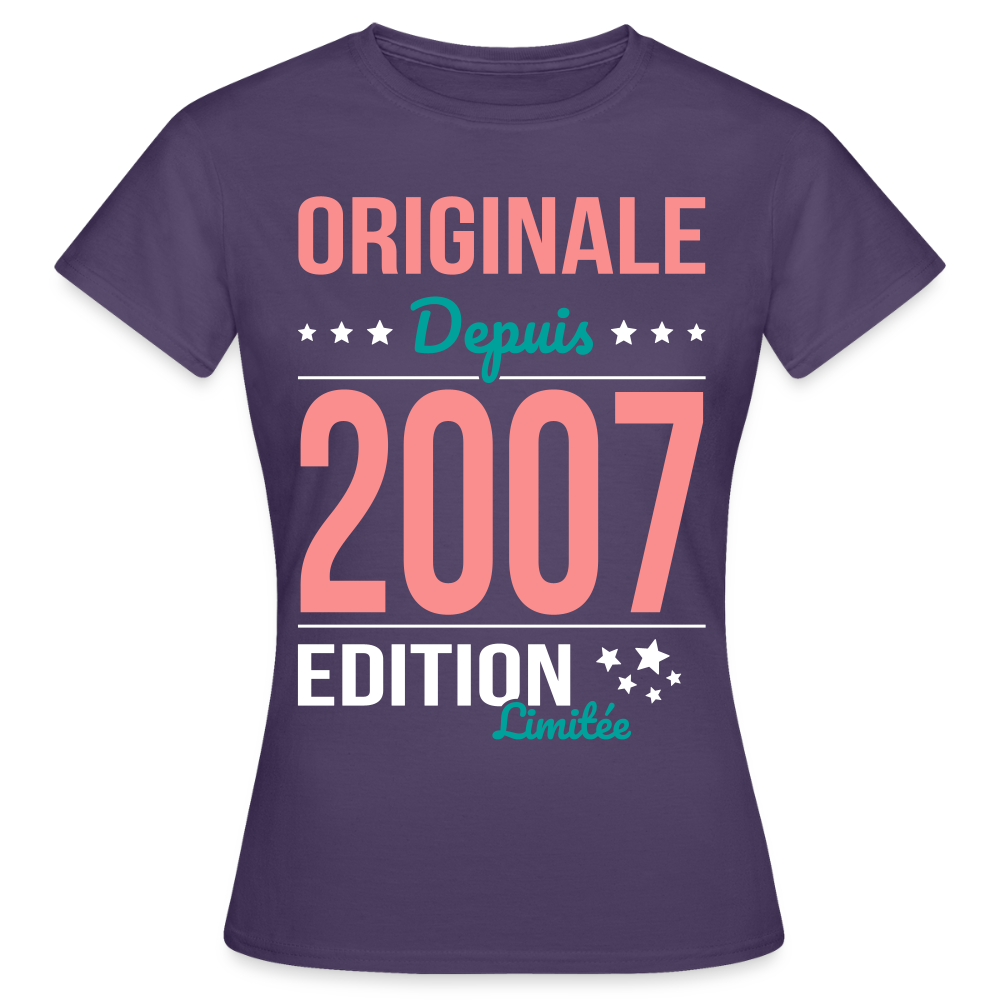 T-shirt Femme - Anniversaire 18 Ans - Originale depuis 2007 - violet foncé