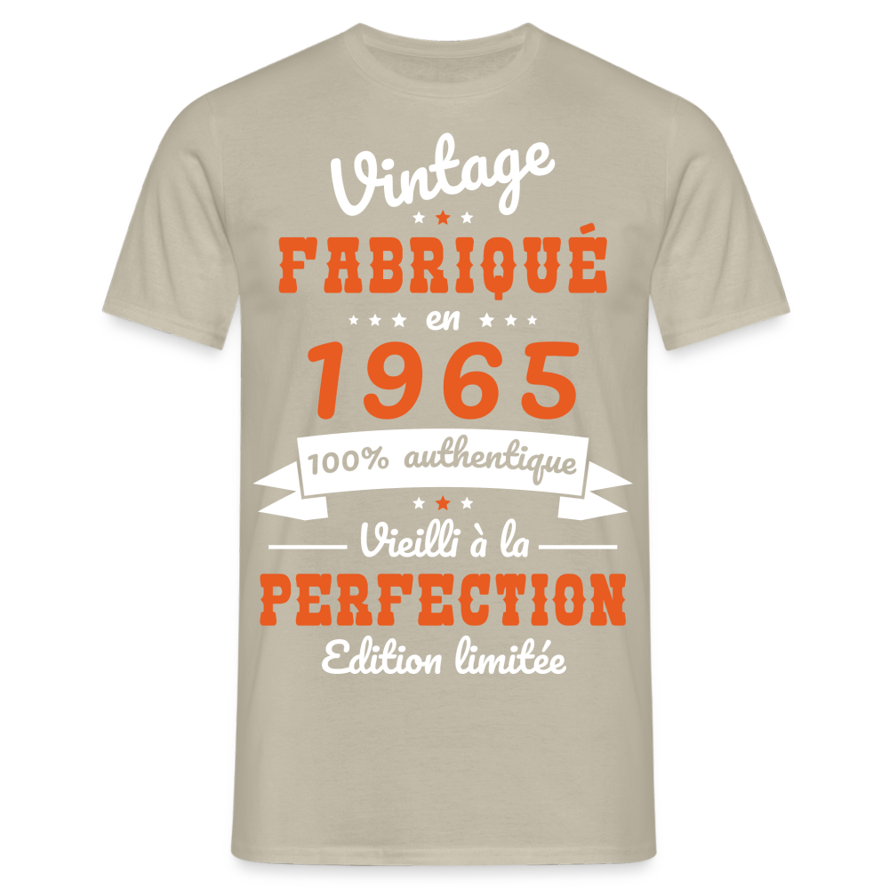 T-shirt Homme - Anniversaire 60 Ans - Vintage fabriqué en 1965 - beige sable