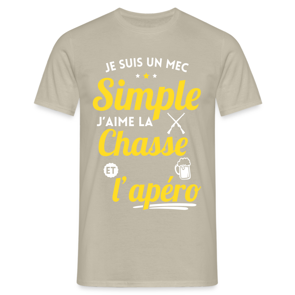 T-shirt Homme - J'aime la chasse et l'apéro - beige sable