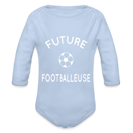 Body Bébé bio manches longues - Future footballeuse - ciel