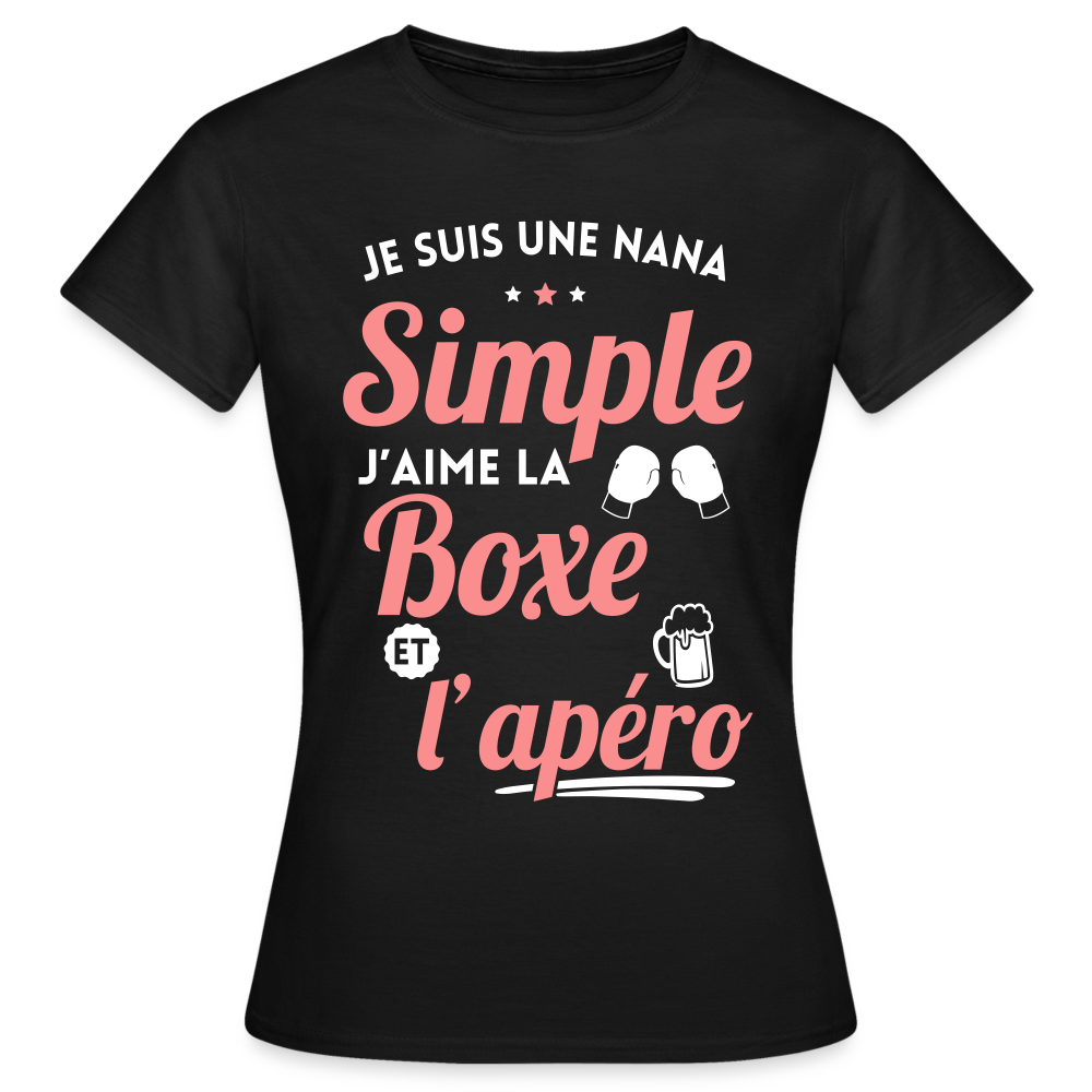 T-shirt Femme - J'aime la boxe et l'apéro - noir