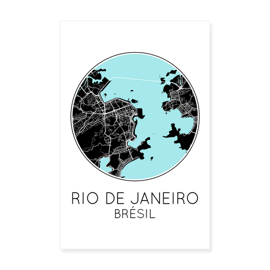 Poster Rio de Janeiro - Plan Rio de Janeiro - 20 x 30 cm - blanc