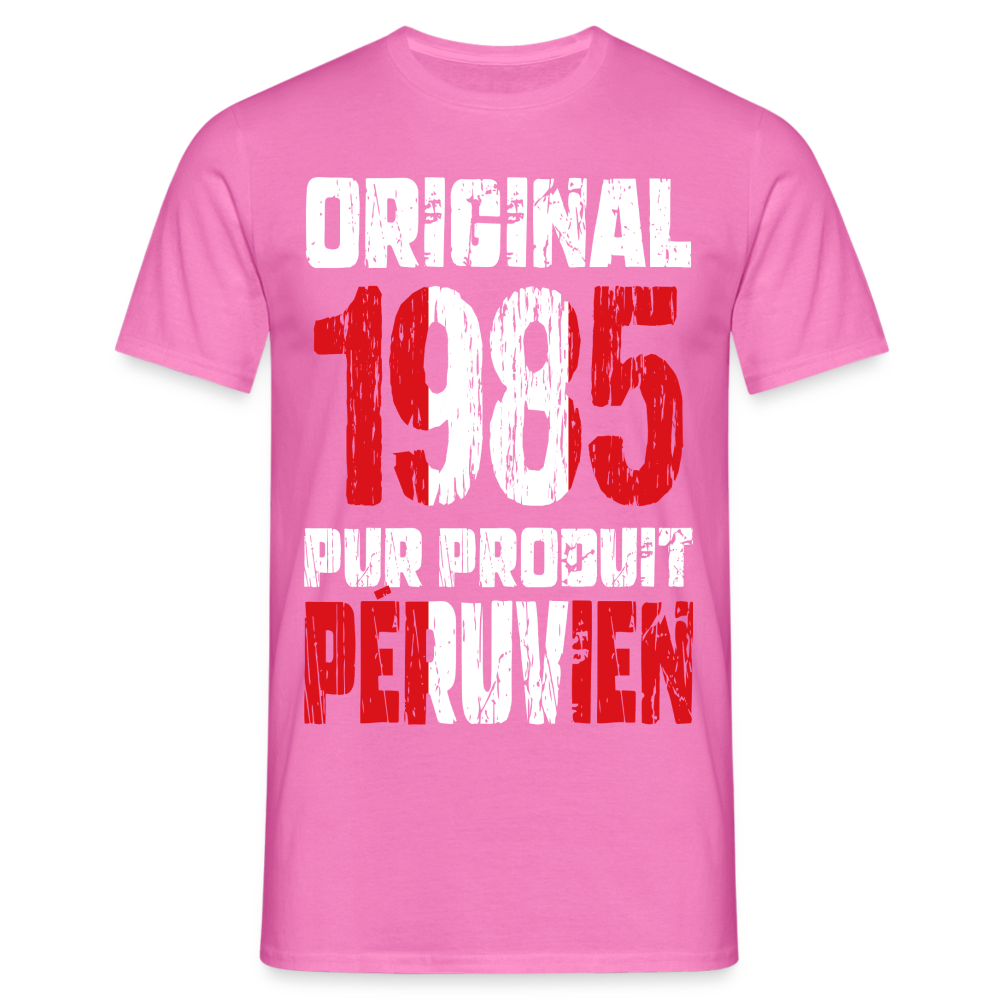 T-shirt Homme - Anniversaire 40 Ans - Original 1985 - Pur produit Péruvien - rose