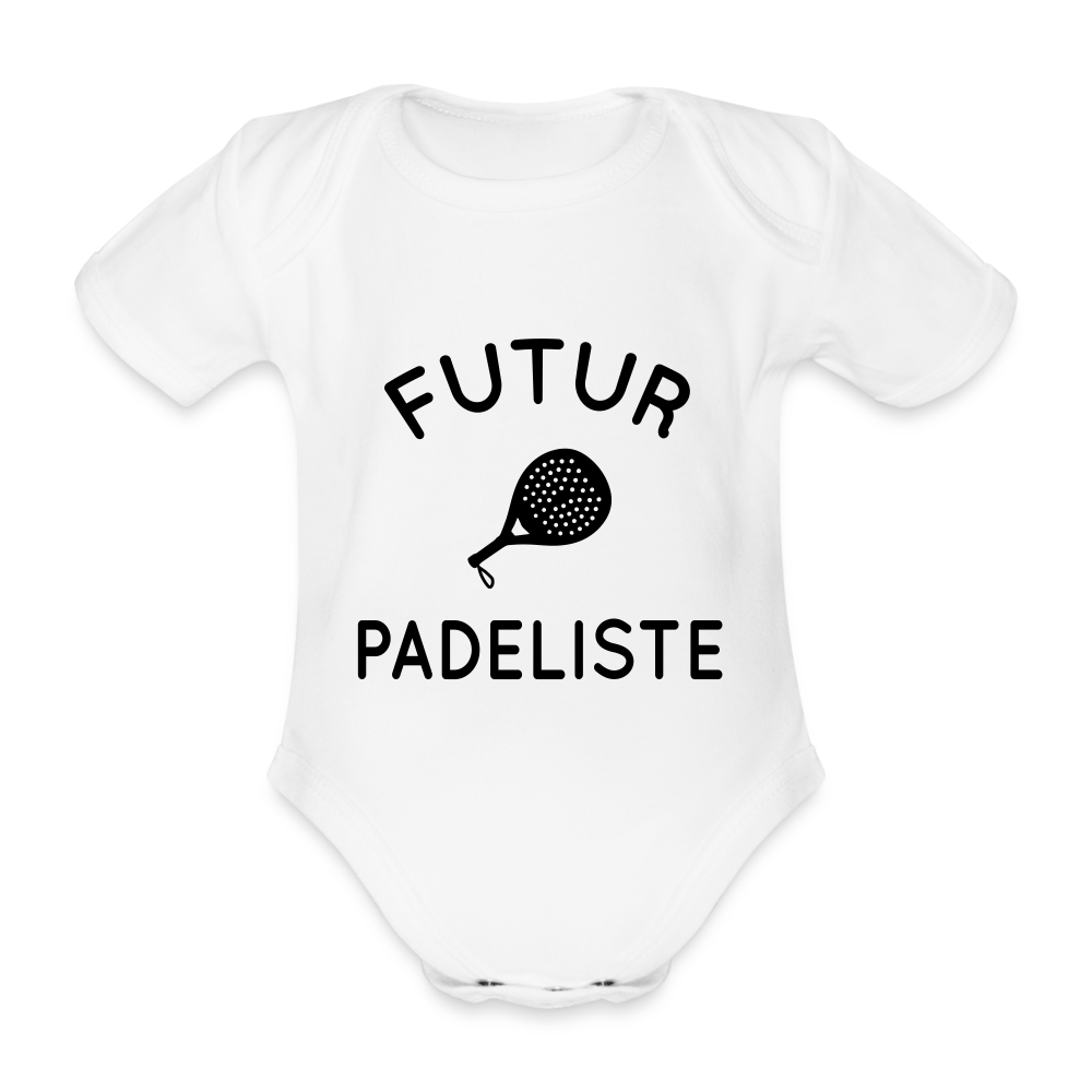 Body Bébé bio manches courtes - Futur padeliste - blanc