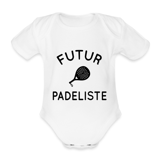 Body Bébé bio manches courtes - Futur padeliste - blanc