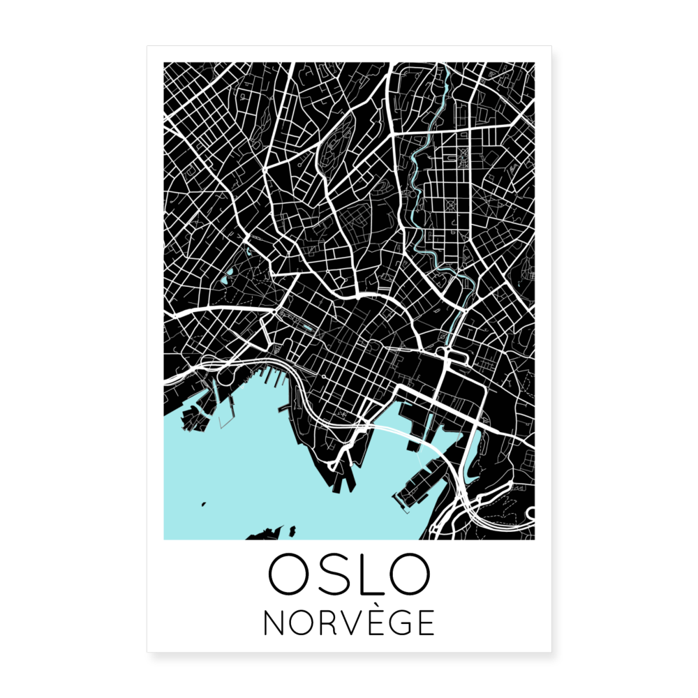 Poster Oslo - Plan Oslo - 60 x 90 cm - blanc