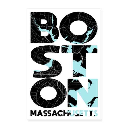 Poster Boston - Plan Boston - 60 x 90 cm - blanc