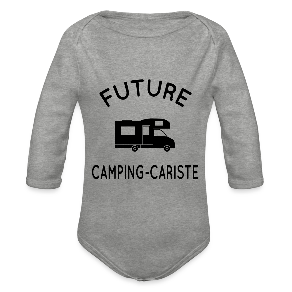 Body Bébé bio manches longues - Future camping-cariste - gris chiné