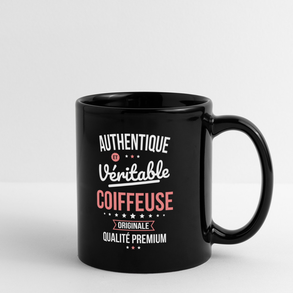 Mug uni - Authentique et véritable Coiffeuse - noir