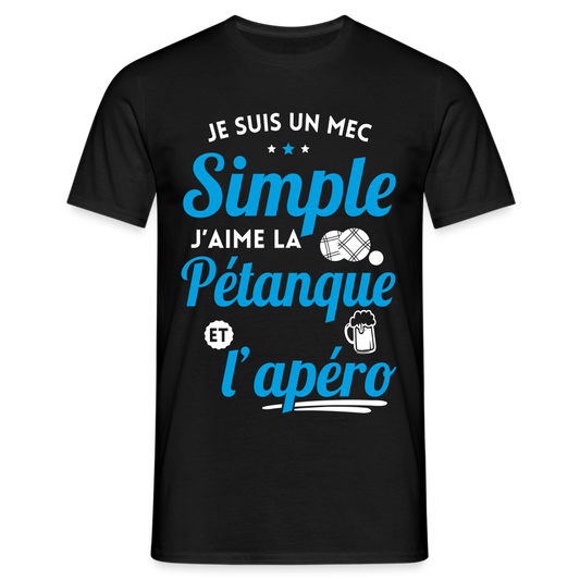 T-shirt Homme - J'aime la pétanque et l'apéro - noir