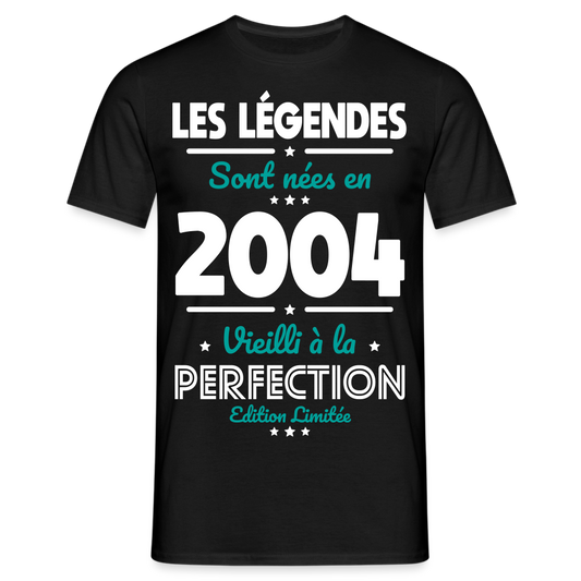 T-shirt Homme - Anniversaire 21 Ans - Les Légendes sont nées en 2004 - noir