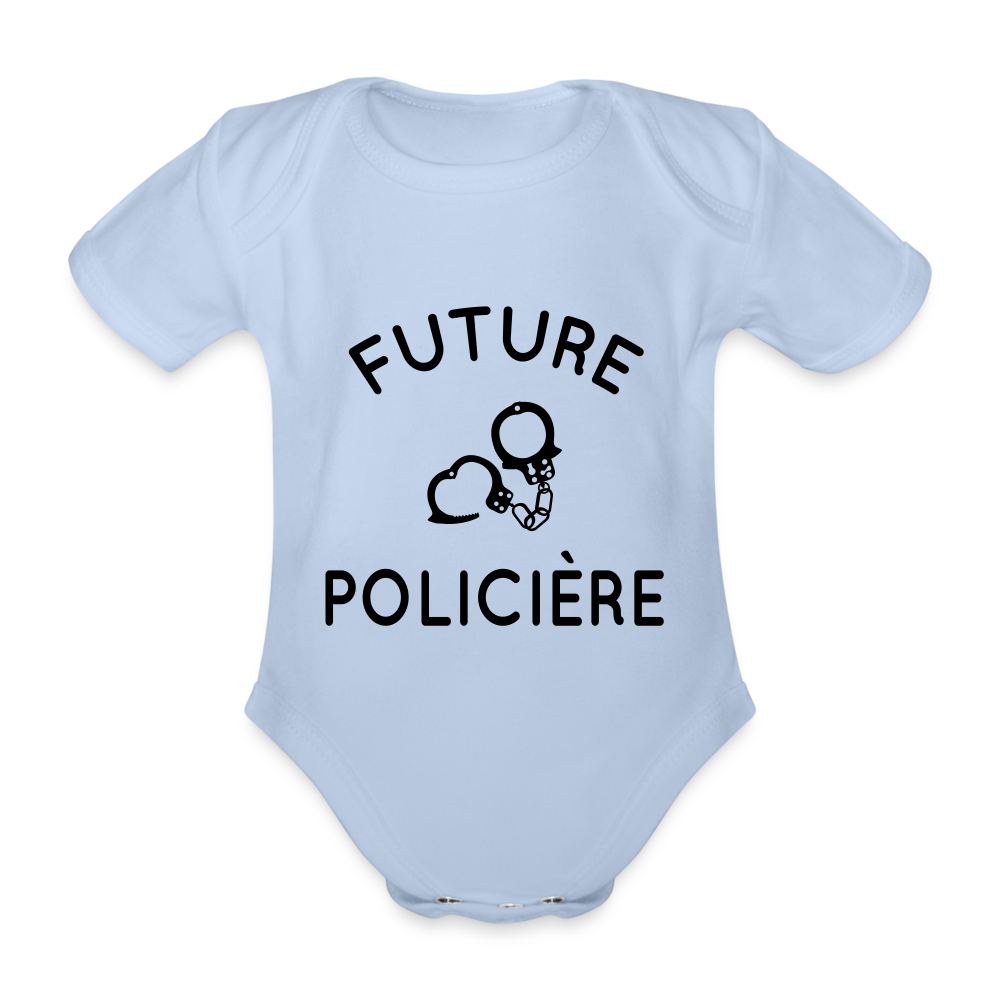 Body Bébé bio manches courtes - Future policière - ciel