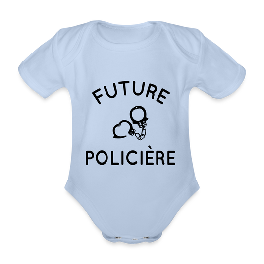 Body Bébé bio manches courtes - Future policière - ciel