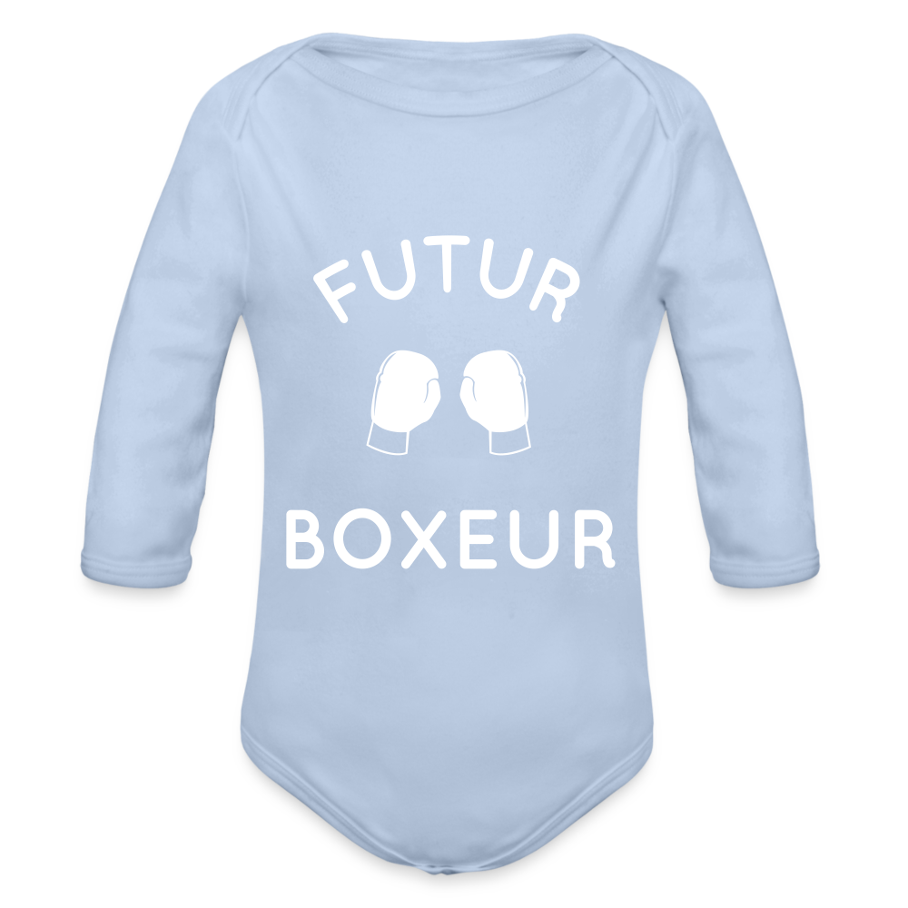 Body Bébé bio manches longues - Futur boxeur - ciel