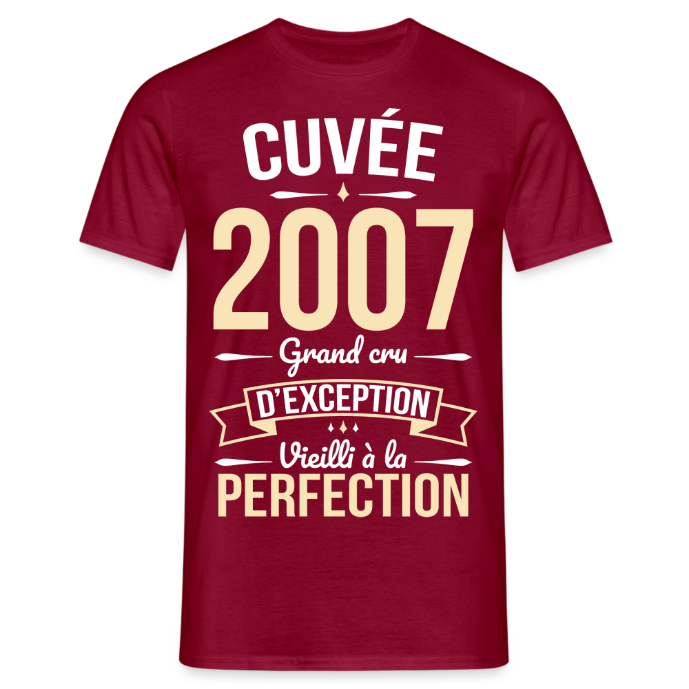 T-shirt Homme - Anniversaire 18 Ans - Cuvée 2007 - rouge brique