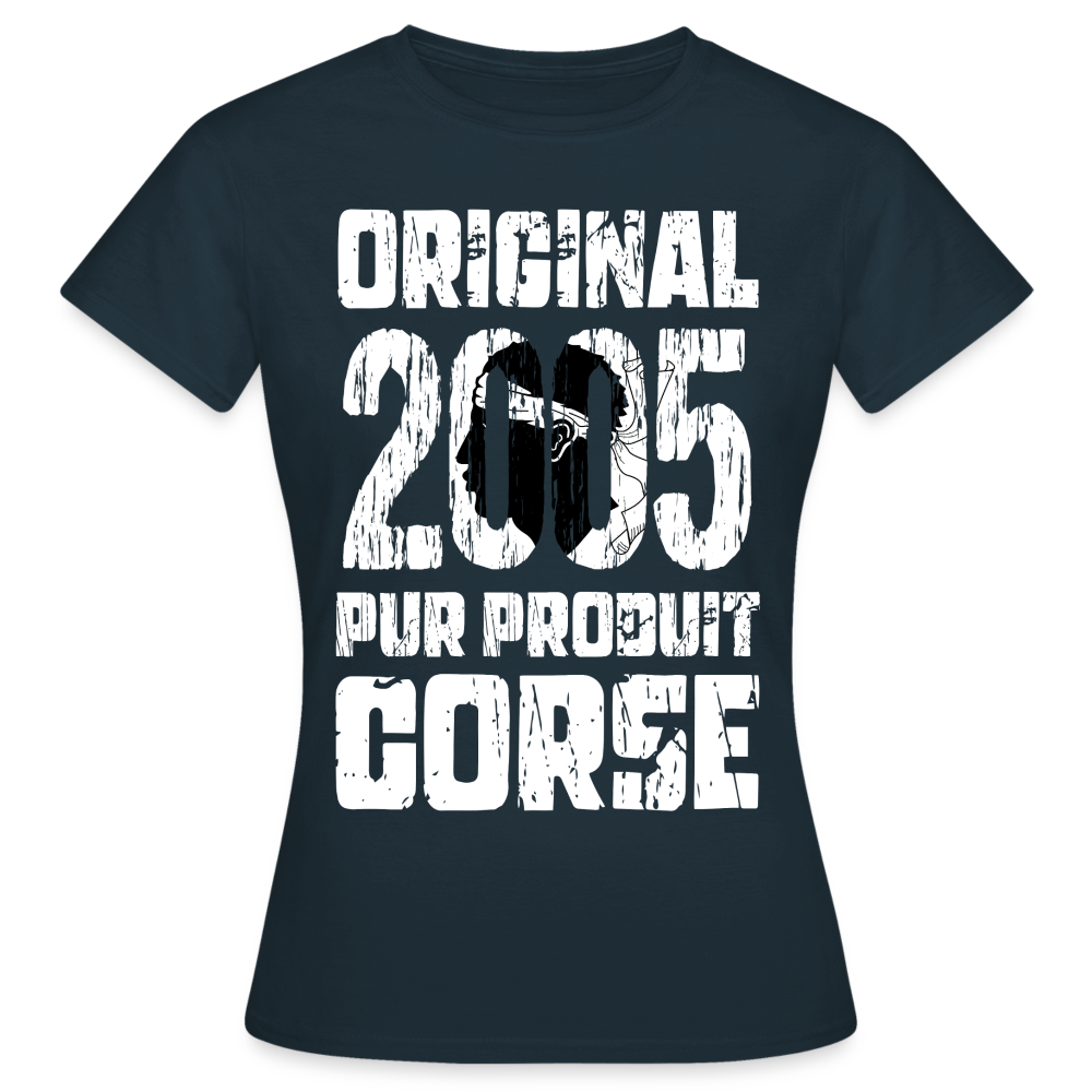 T-shirt Femme - Anniversaire 20 Ans - Original 2005 - Pur produit Corse - marine