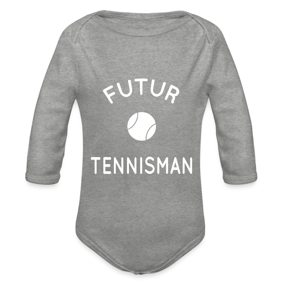 Body Bébé bio manches longues - Futur tennisman - gris chiné