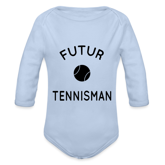 Body Bébé bio manches longues - Futur tennisman - ciel