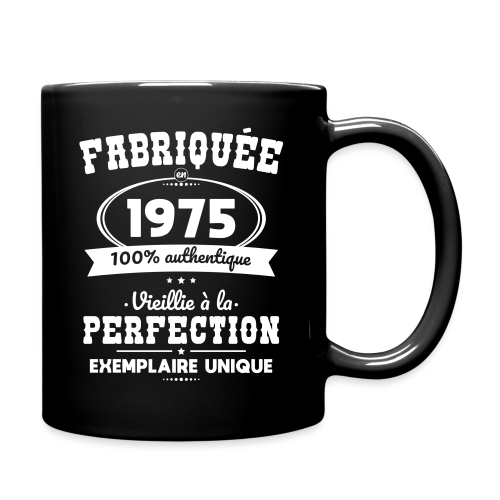 Mug uni - Anniversaire 50 Ans - Fabriquée en 1975 - noir