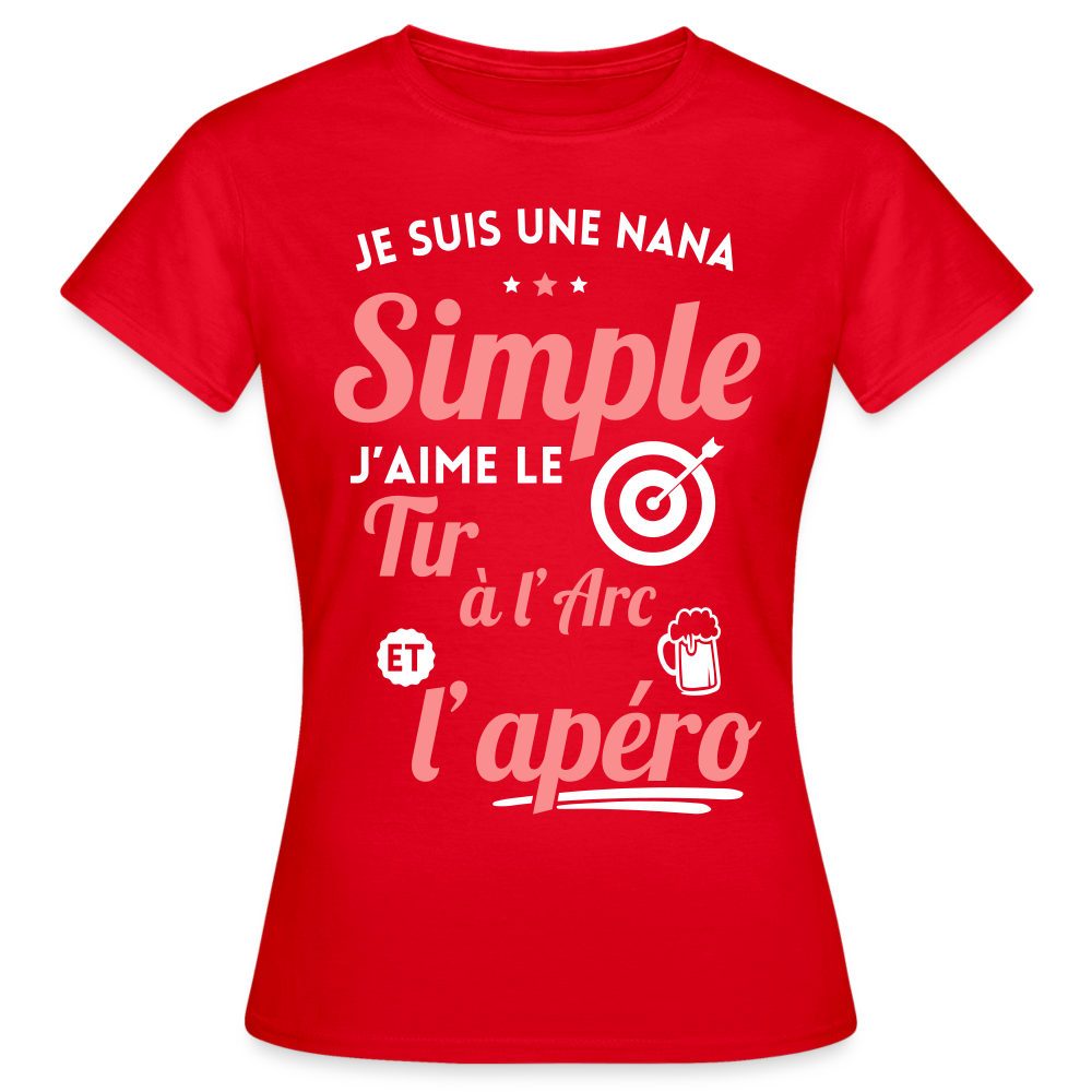 T-shirt Femme - J'aime le tir à l'arc et l'apéro - rouge