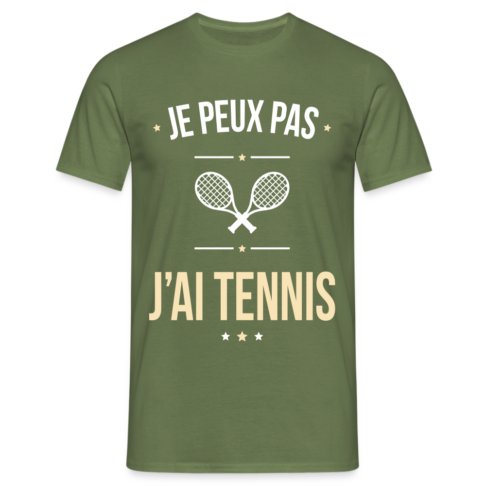 T-shirt Homme - Je peux pas j'ai Tennis - vert militaire