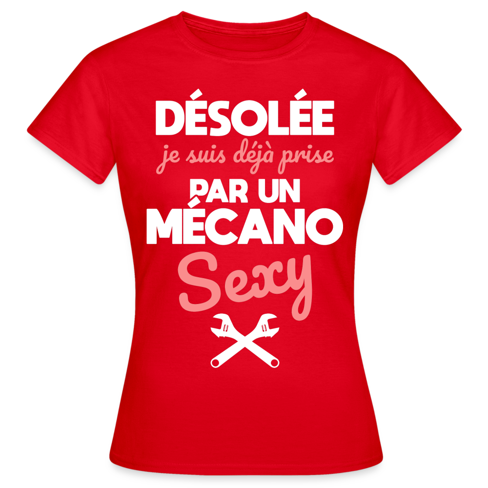 T-shirt Femme - Je suis prise par un mécano sexy - rouge