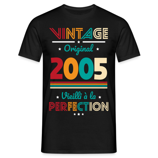 T-shirt Homme - Anniversaire 20 Ans - Vintage Original 2005 - noir