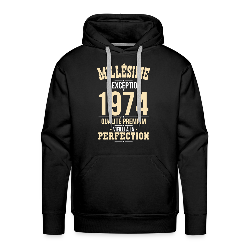 Sweat à capuche Premium Homme - Anniversaire 50 Ans - Millésime 1974 - noir