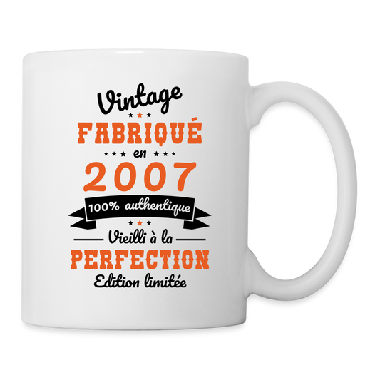 Mug blanc - Anniversaire 18 Ans - Vintage fabriqué en 2007 - blanc