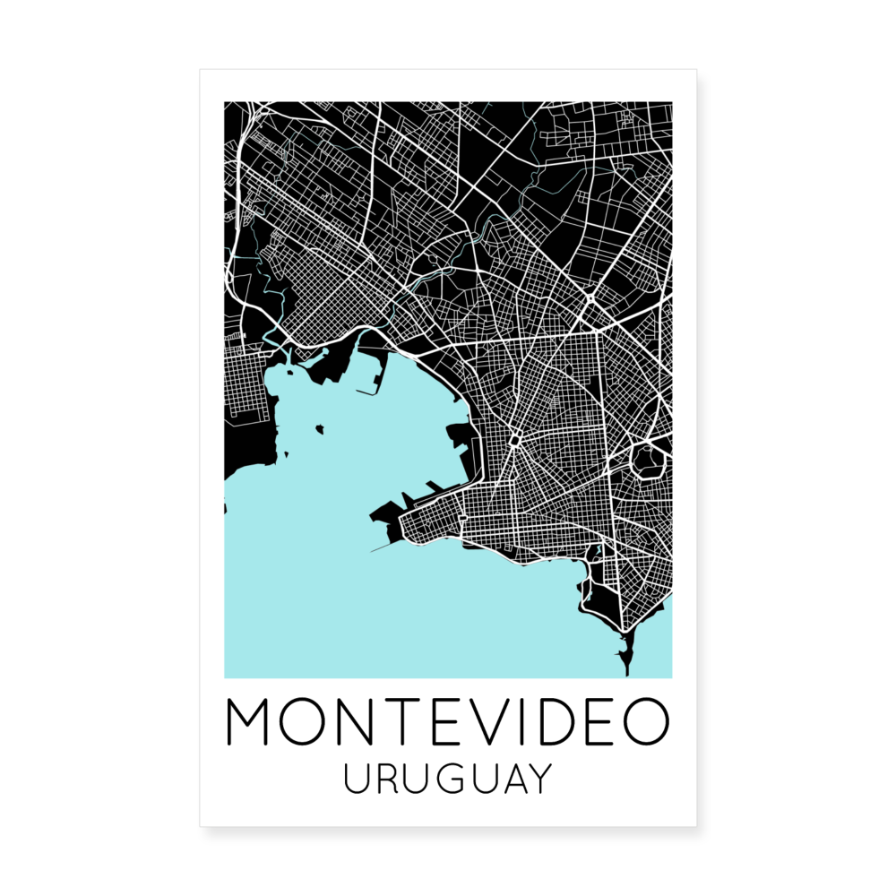 Poster Montevideo - Plan Montevideo - 20 x 30 cm - blanc